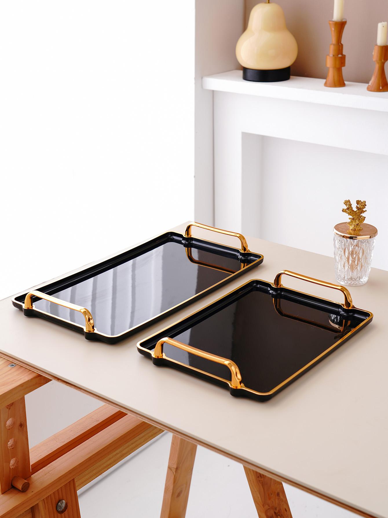 Black Acrylic Serving Tray - Rectangular, Perfect for Kitchen Use, Wedding & Party Decor, Tea Party Setup & Home Display
