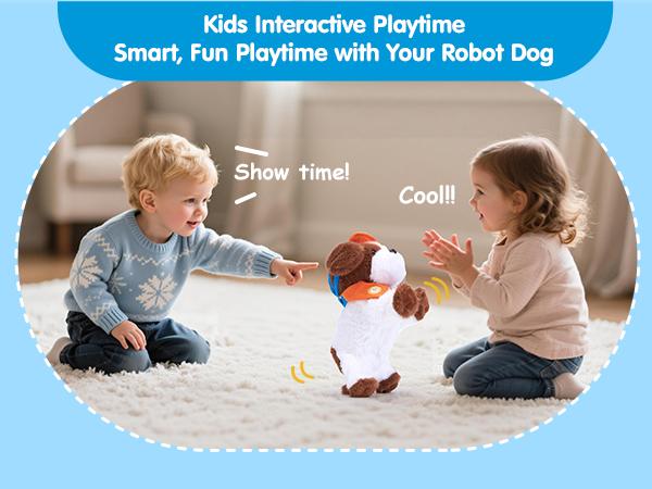 hahaland Interactive Plush Robot Puppy Toy for Kids Voice-Controlled Talking Dog with 12 Commands Singing Dancing Emotional Support Pet Gift for Boys Girls Ages 3+ Cute Valentine's Day Easter Gift for Kids