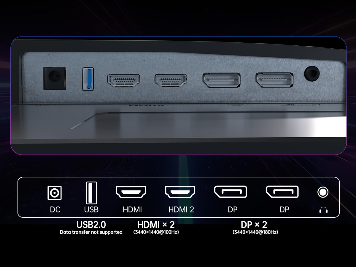 KTC 34" 2K WQHD 180Hz 3440X1440P Curved Gaming Ultrawide Monitor, 1500R PC Monitor, HDR10, FreeSync & G-Sync, HDMI, DisplayPort, VESA, Tilt Swivel Height Pivot Adjustment, H34S18S