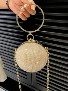 Women's Unique Design Round Ball Bag,Exquisite Spherical shiny handbag, Diamond texture, High-end Versatile style, Suitable for parties,dinners, weddings, giving gifts to girlfriends, and families, Fashionable handbag