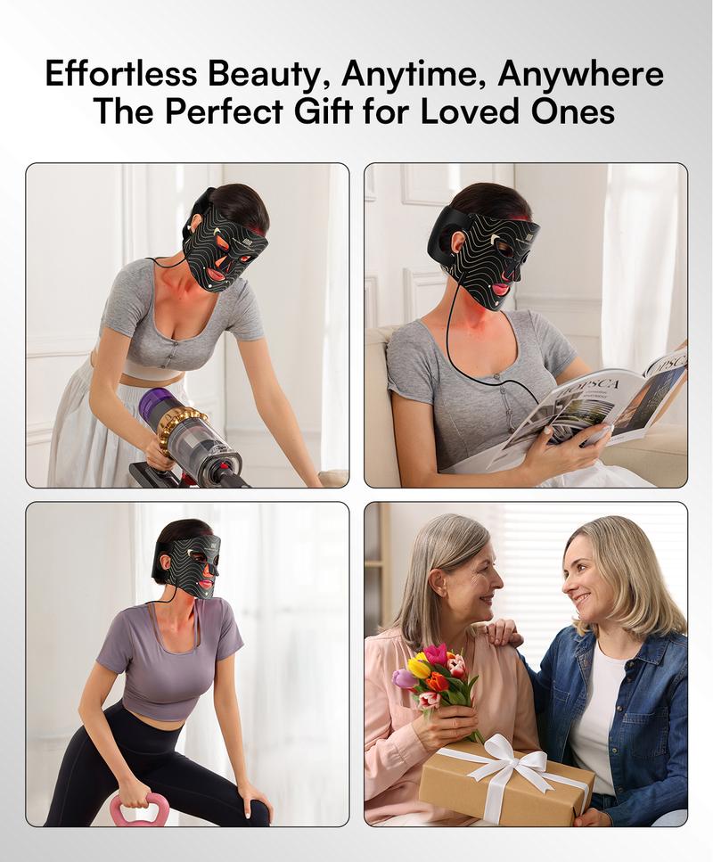 INIA GLOW 2 Red Light Therapy Mask , 4 Light Modes with 850nm NIR, 2600mAh Rechargeable LED Face Mask for Skincare at Home and Travel, Best Valentine's Day Gift for Her