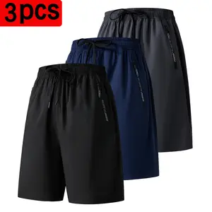 Men’s 3-Pack Ice Silk Quick-Dry Summer Lightweight Athletic Shorts — built-in cooling sensation, highly elastic and breathable, non-claustrophobic even during intense activity; suitable for running, team sports, outdoor fishing, and home leisure; an essen