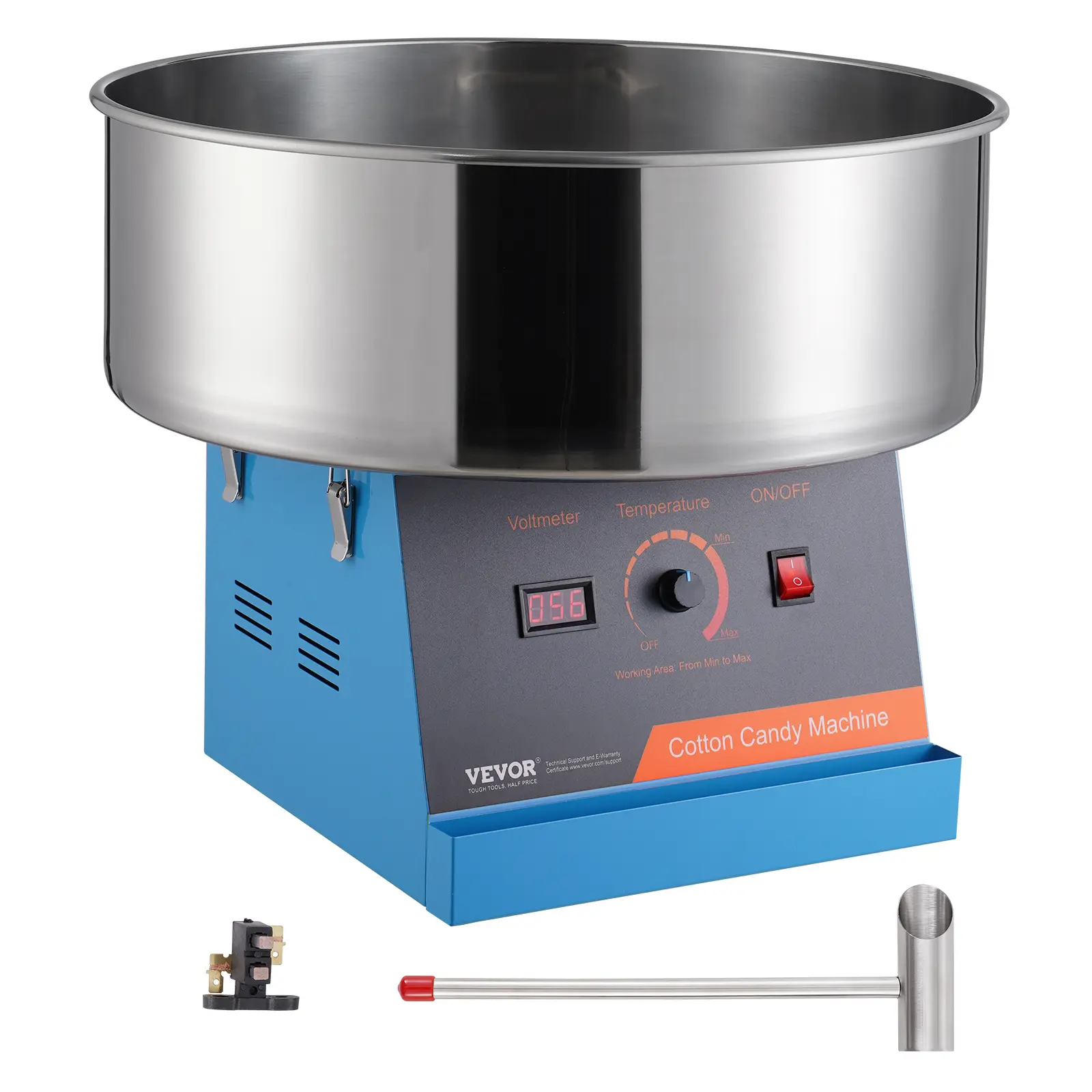 【Summerfinds】VEVOR Electric Cotton Candy Machine 1000W Candy Floss MakerCommercial Cotton Candy Machine with Stainless Steel Bowland Sugar ScoopPerfect for Home Kids BirthdayFamily Party (Blue)