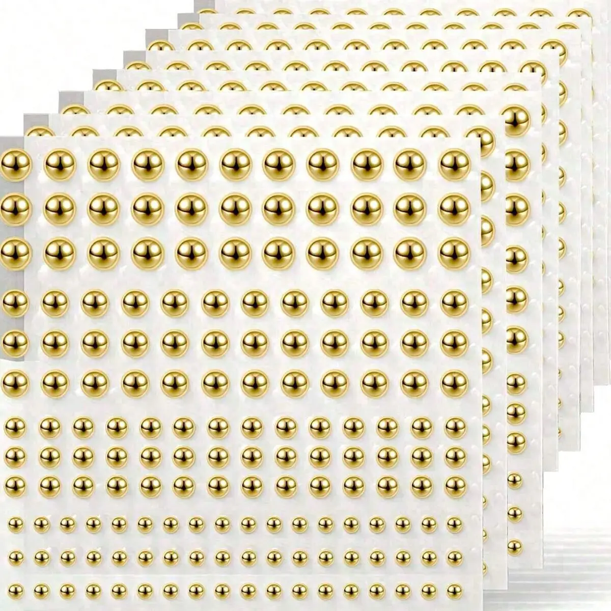1650pcs/825pcs/165pcs, Bulk options, Craft supplies, self-adhesive golden pearl stickers, 4 sizes for Beauty, makeup, jewelry decorations, Suitable for facial, body, hair, and phone art craft scrapbook decorations, DIY Scrapbooking
