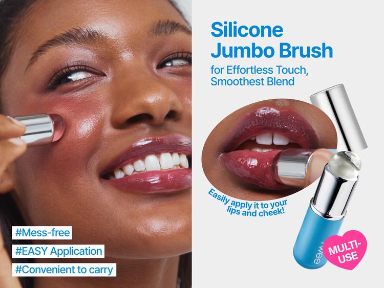[Blush & Glow] fwee Lip & Cheek Starter Set | Soft Blur Cream Blush + Dewy Blush Duo with Multi Jelly Shimmer Balm + Mini Silicone Brush