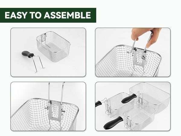 SUSTEAS Fryer 1500 Watt Electric Frying Pan with Temperature Control, Fast Heat-Up Removable Lid, 5.2QT Non-Stick Inner Pot & Easy Cleaning Basket Cooker Household Appliances