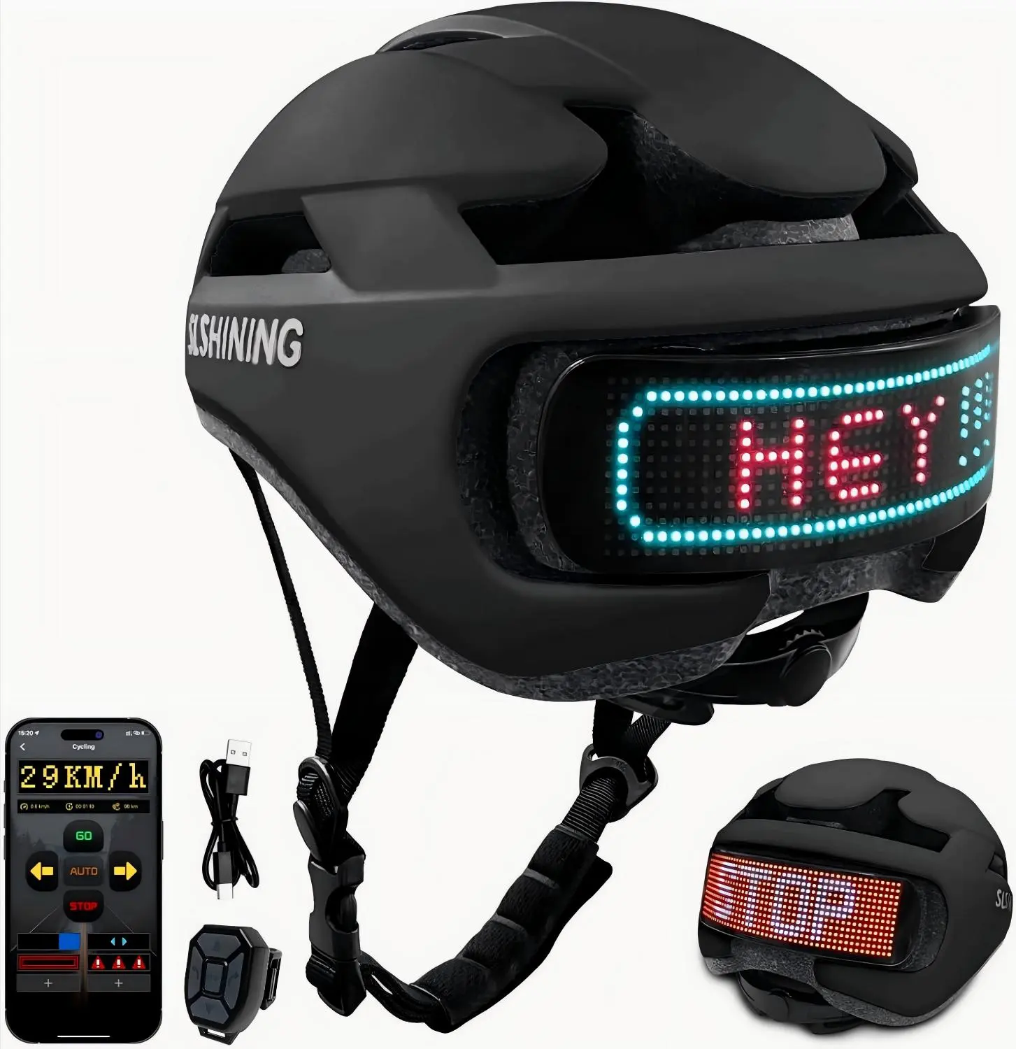 Protective LED Bike Helmet with Custom Display Screen with Remote Control Lights, CPSC Certified Safety Helmet for E-Bike, Scooter, Skateboard & Outdoor Activities Skateboard Helmet for Teens Adults Boys Girls