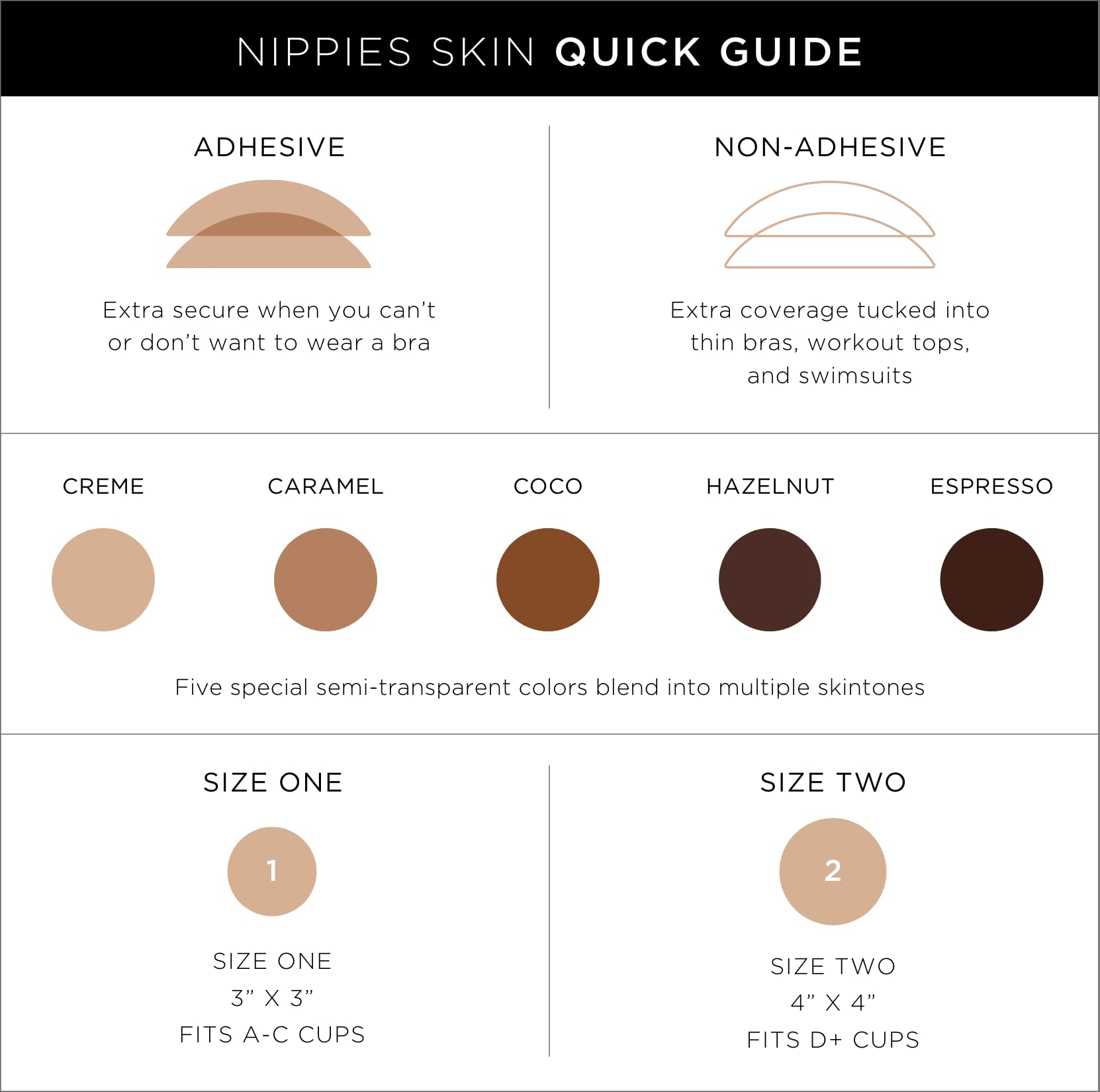 Nippies Skin Non-Adhesive Bra Liner Nip Covers Reusable Silicone No-Show Inserts with Travel Box Soft Matte Finish for Sports Bras Bathing Suits Tight Tops