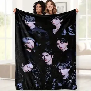 Korean Idol Themed Fleece Blanket - a Patterned Fleece Blanket Suitable for Home Offices, Cars, And Camping, Soft And Comfortable for Warmth, Multifunctional for Napping Throughout The Seasons, Perfect As a Birthday Or Holiday Christmas Gift