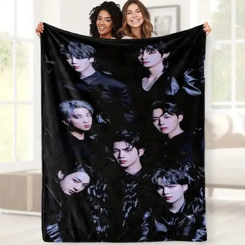 Korean Idol Print Blanket, Soft Warm Multi-Size Multifunctional Blanket Throw for Home, Camping, Perfect Birthday Holiday Christmas Gift for All Seasons