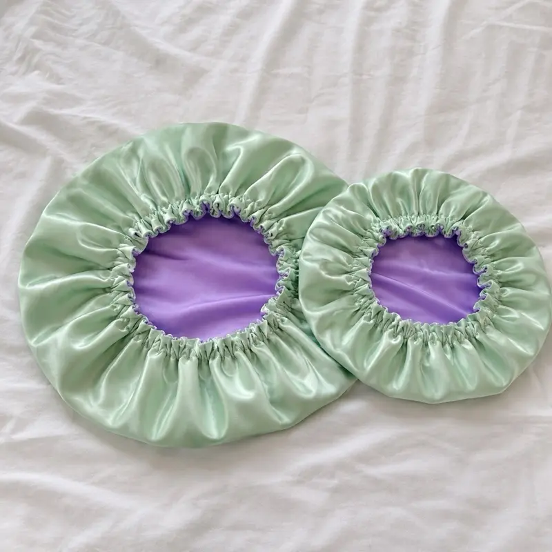 Handmade Sage Lilac Reversible Satin Bonnet