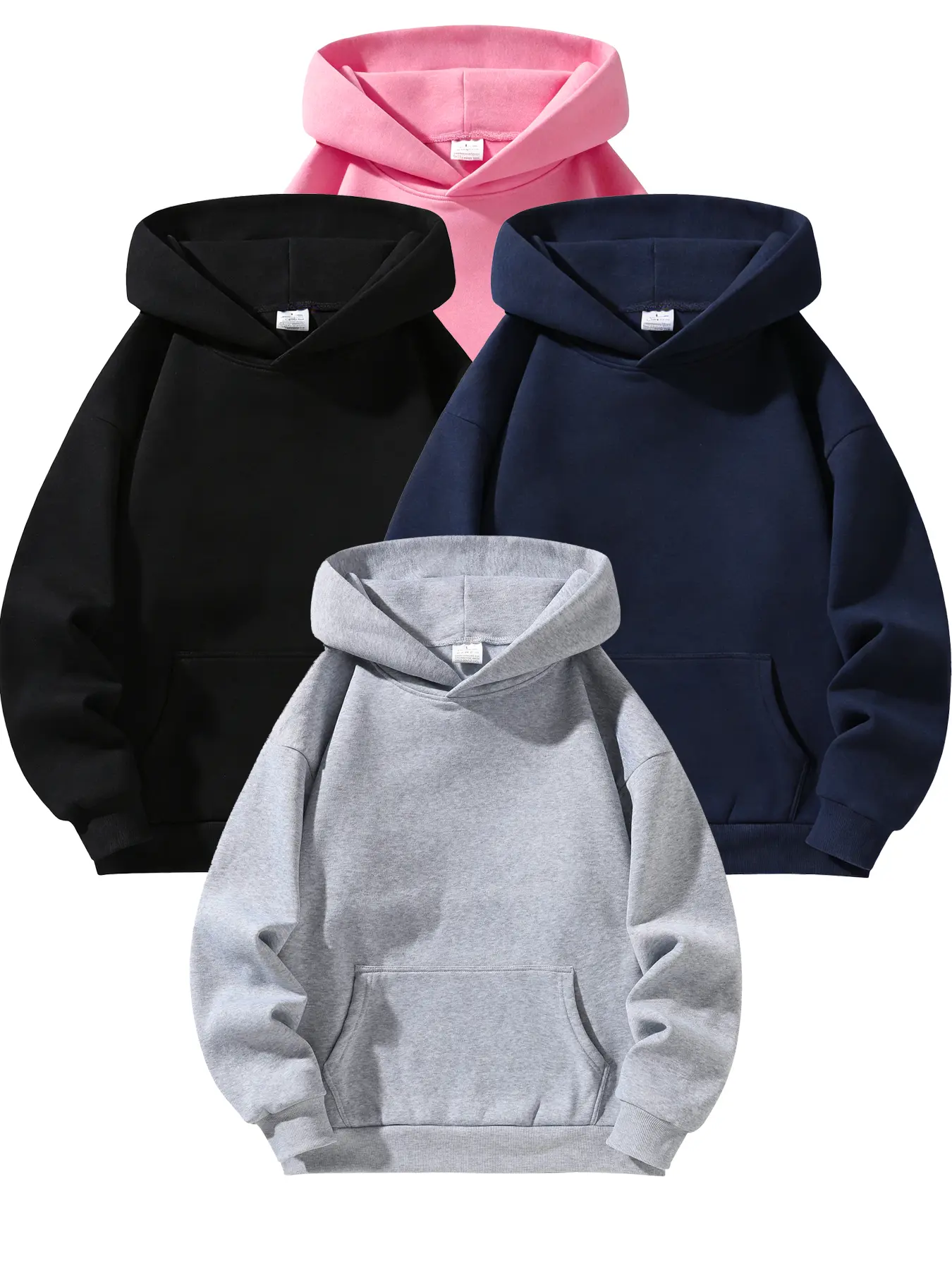 Men's Minimalist Long-Sleeve Fleece Hoodie Sweater - Regular-Fit, Soft, Breathable Polyester Pullover, Fashion Clothing, Tops - Durable, Machine-Washable Casual Outdoor-Urban Wear - Versatile Gifts for Him (Gray/Black/Blue), Mens Clothing, Print, Plain, F