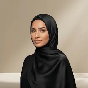 Luxe Elegance Satin Crinkle Hijab - Black