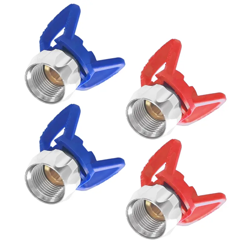 4 Pcs Airless Sprayer Nozzle Base, Airless Spray Gun Assembly Painting Nozzle Tool, Universal Replacement Parts Compatible with Airless Sprayer Paint, Spray Nozzle Tips, Nozzle Sprayer Attachments (Includes 2 Red Nozzle Bases + 2 Blue Nozzle Bases)
