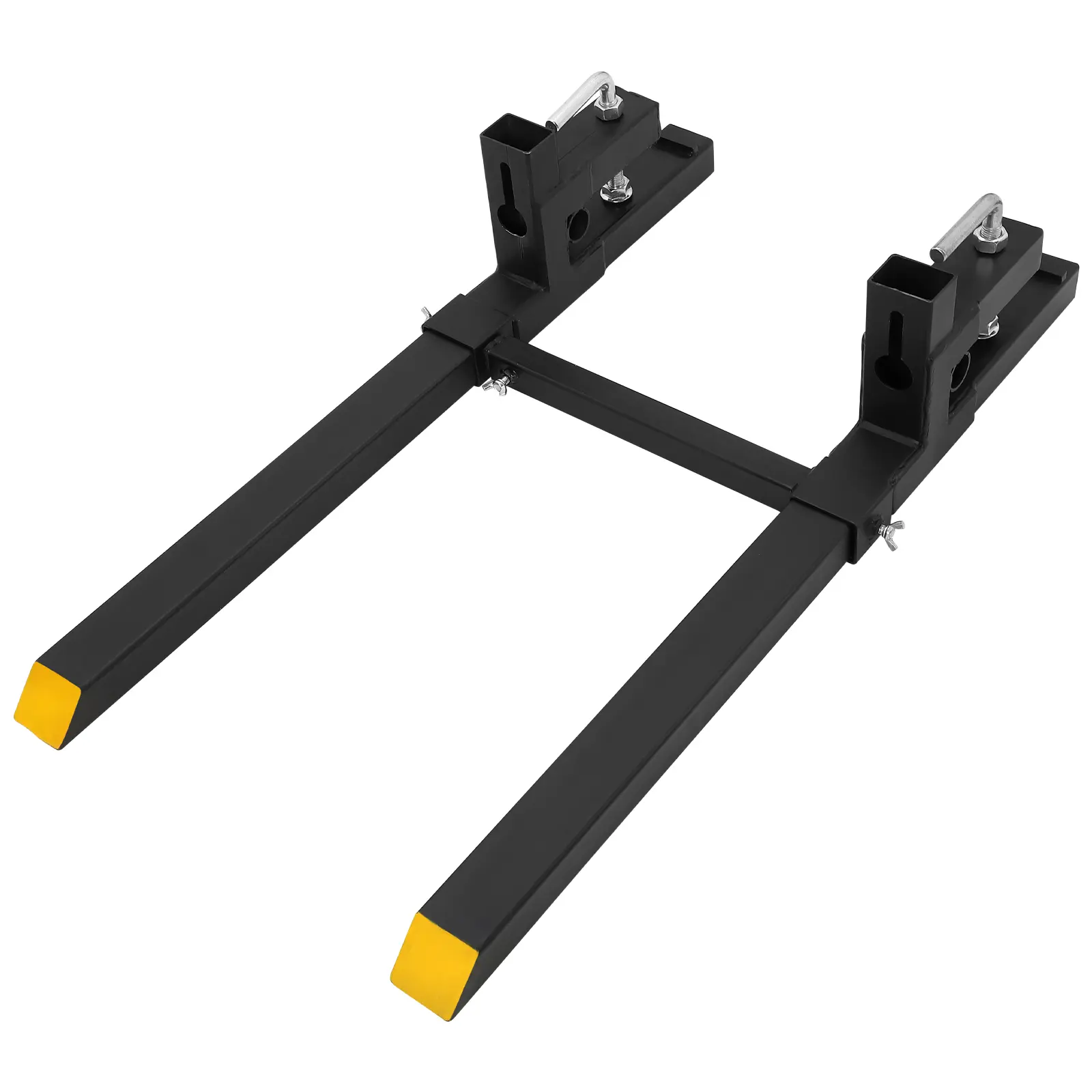 Pallet Forks, Clamp on Pallet Forks,– Adjustable Stabilizer Bar, Farm & Ranch Equipment Attachment Heavy Duty Clamp  Heavy Duty Clamp-On Pallet Forks for Tractor Bucket