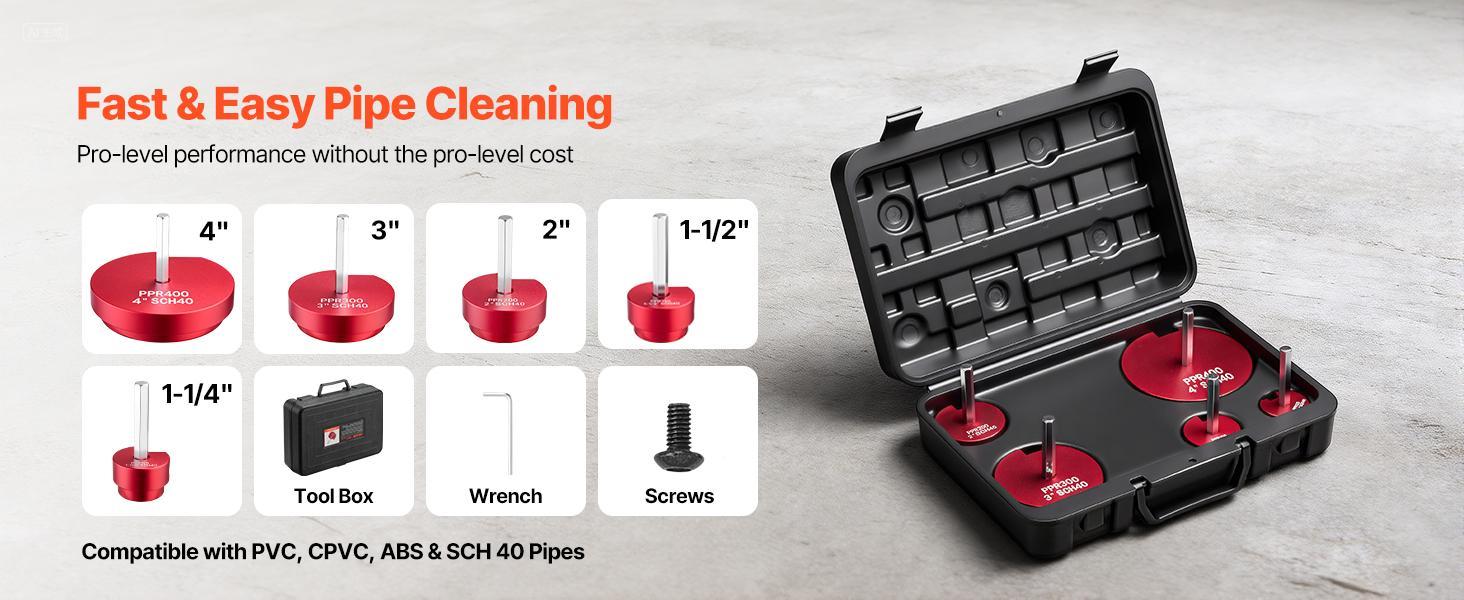 【Summerfinds】VEVOR PVC Pipe Reamer Kit5-PiecePVC Fitting Socket SaverIncludes 1-1/4"1-1/2"2"3"4"Compatible with Standard 1/2" DrillsPlumbing Tool Kit for SCH40 ABS CPVC Vent Drain Water Pipes