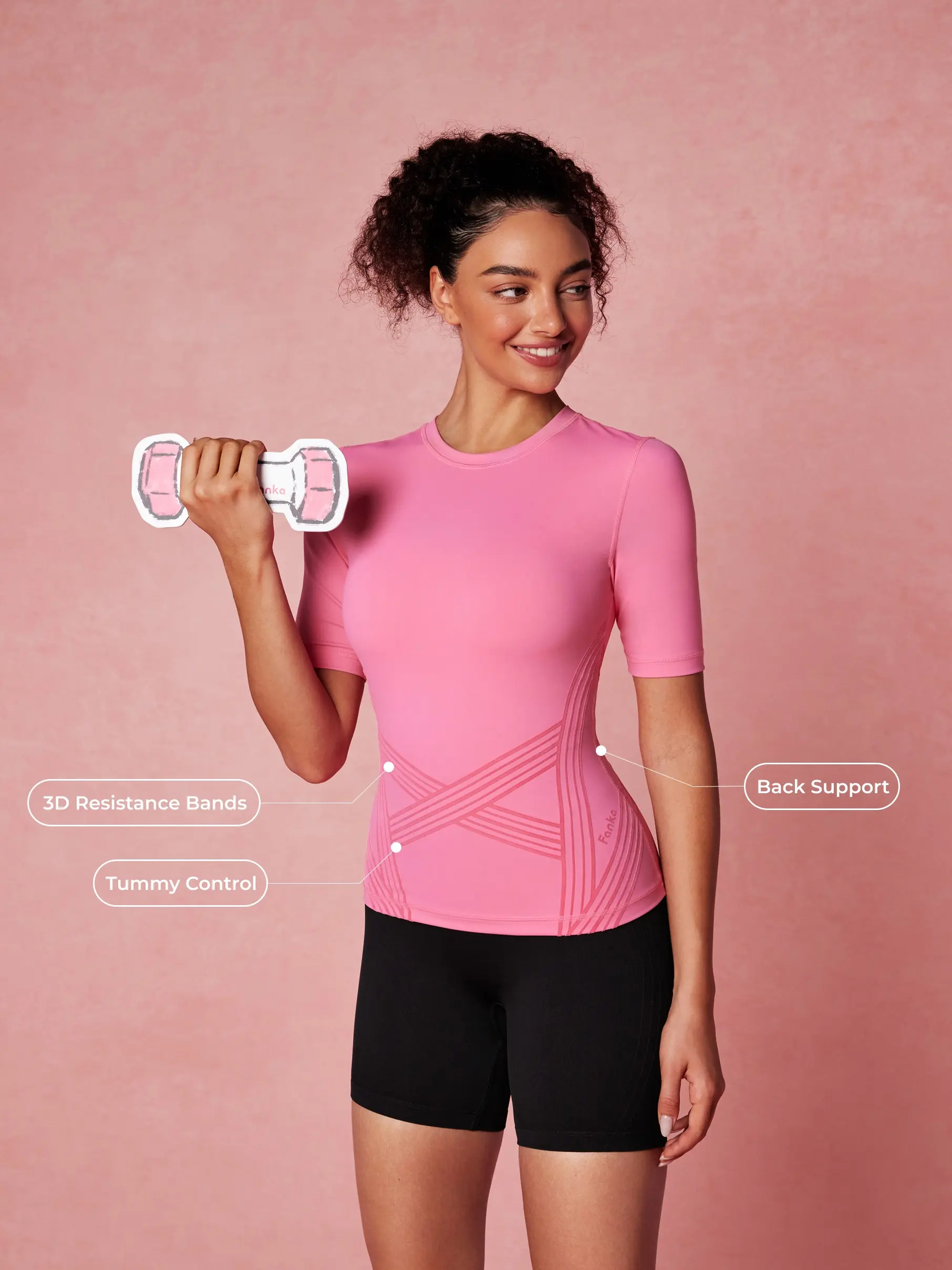 Fanka PowerBand Resistance Short Sleeve T-shirt compression shirts workout tops compression shirt women,summerwins,travel essentials,camping essentials