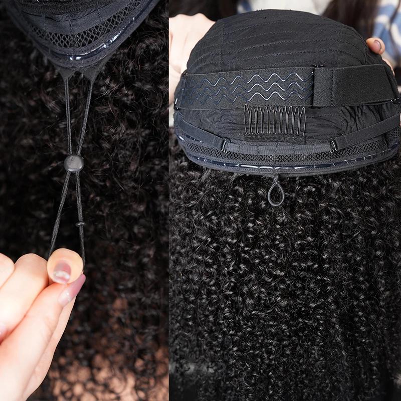 Half Wig Human Hair Kinky Curly Glueless Wig Human Hair Ready to Wear 3 IN 1 Half Wig With Drawstring 250 Density Curly Half Wig Half Wig Human Hair Kinky Curly Glueless Wig Human Hair Ready to Wear 3 IN 1 Half Wig With Drawstring 250 Density Curly Half Wig