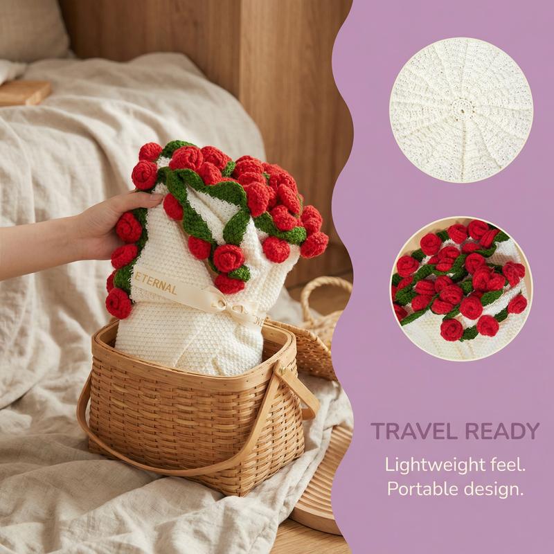 【Valentine's Day】Rose hand-woven blanket, pure handmade blanket, can be turned into a bouquet of roses blanket,a gift for the object, mother, elders, a special gift