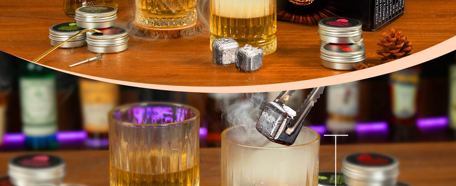 Rechargeable Whiskey Smoker Kit 2026 Upgraded - 4 Light Modes & 6 Wood Chips, No Butane, Valentine's Day Gift Birthday Gift for Dad Husband, Bourbon Old Fashioned Cocktail Accessories for Men