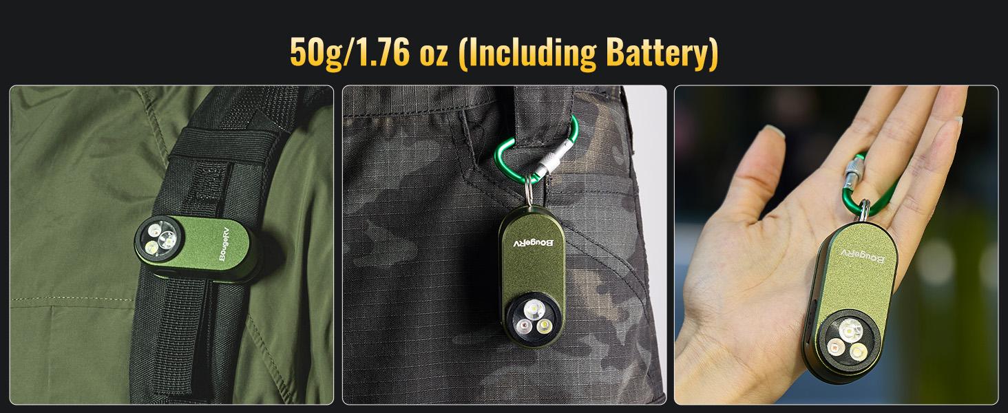 BougeRV Pocket Flashlights, Portable Clip Light, Bright 500 Lumens Mini Flashlight with 5 Modes, USB-C 600mAh Rechargeable, Magnetic Keychain Flash Light for Daily, Outdoor, Home, Work, Camping, Emergencies