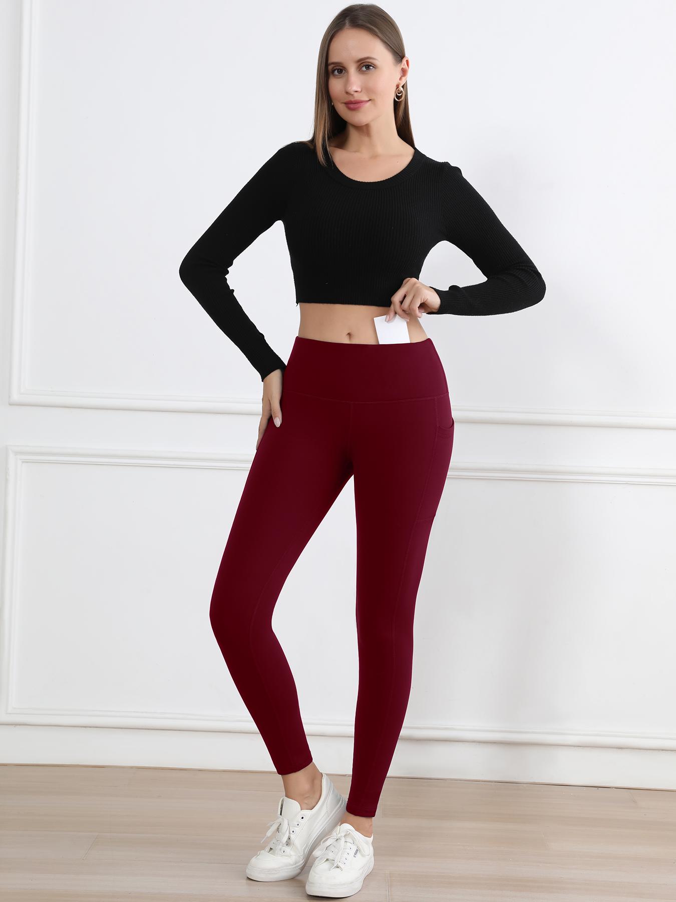 CHRLEISURE 3PCS Leggings with Pockets High Waist Women's Workout Wear Pants for Yoga Regular style and Fleece-lined style