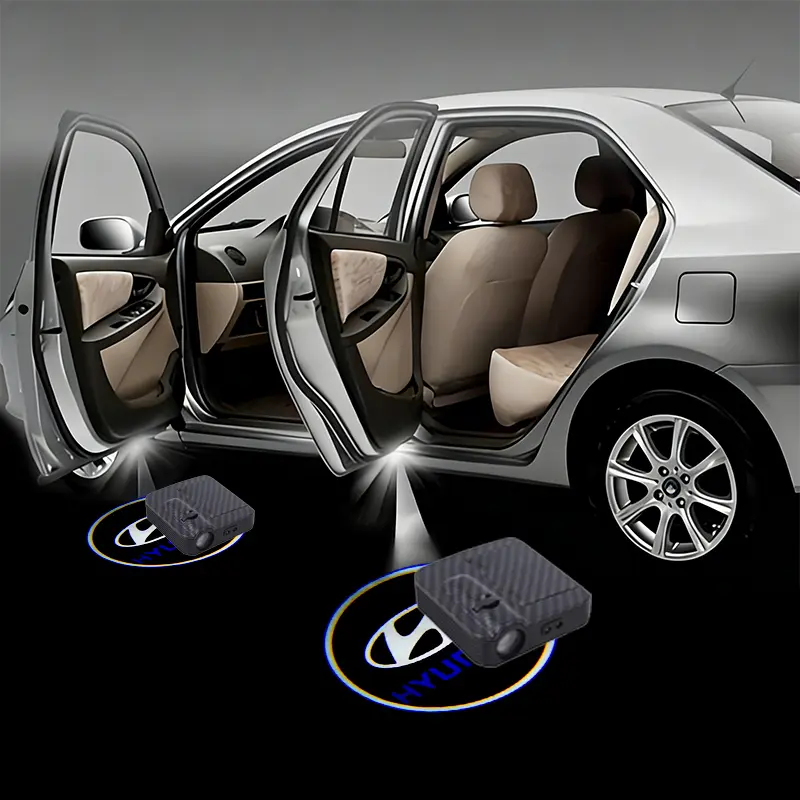 2-piece set, suitable for Hyundai models, LED car door welcome projection lights, car decorative lights, car spotlights, car headlights, car accessories
