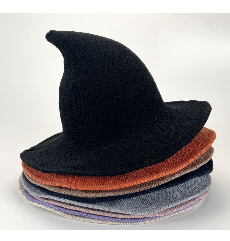 Halloween Hat Regular Wizard Hat Foldable Knitted Hat Pointed Witch Hat