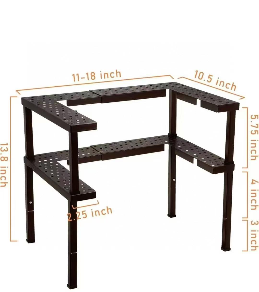 Kitchen Cabinets, Storage Rooms, Stackable Spice Racks, 2-Layer Adjustable Metal Iron Spice Racks for Storing Spices, Seasonings & Pasta Organiser White