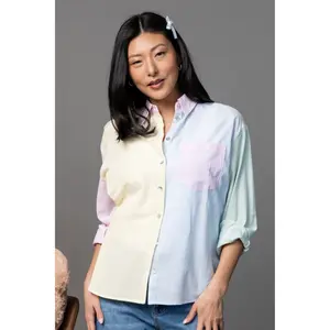 Blue Skies Color Block Button Up Shirt