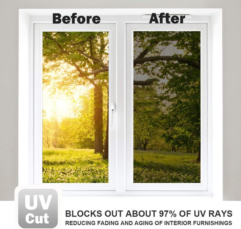 Daytime Privacy Window Film- One Way Mirror, Anti-uv & Heat Control For Home And óffice, Static Cling Easy Install,UV Sun Blocking, Black,17.5 Inch X6.5 Feet,Christmas gift