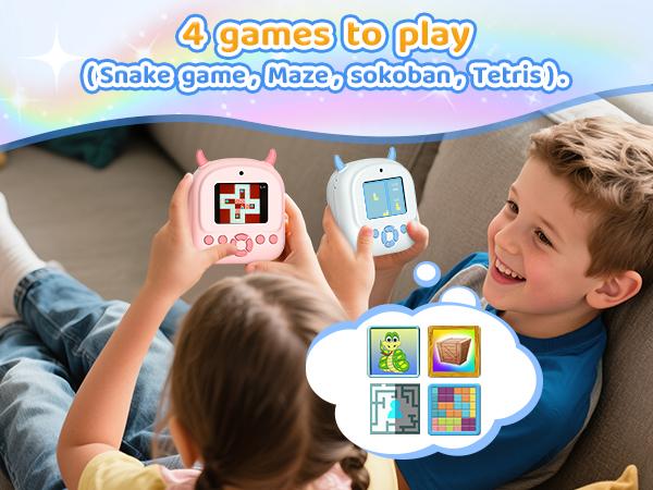 Instant Print Camera for Kids, Birthday Gifts for Girls Boys, HD Digital Video Cameras for Toddler, Portable Toy for 4 5 6 7 8 9 10 Year Old Girl with 32GB SD Card-Purple