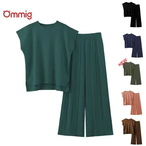 Ommig Lounge Sets for Women Two Piece Outfits Knit Cap Sleeve Tops Wide Leg Pleated Pants Casual Dressy Sweater Sets Ommig Lounge Sets for Women Two Piece Outfits Knit Cap Sleeve Tops Wide Leg Pleated Pants Casual Dressy Sweater Sets