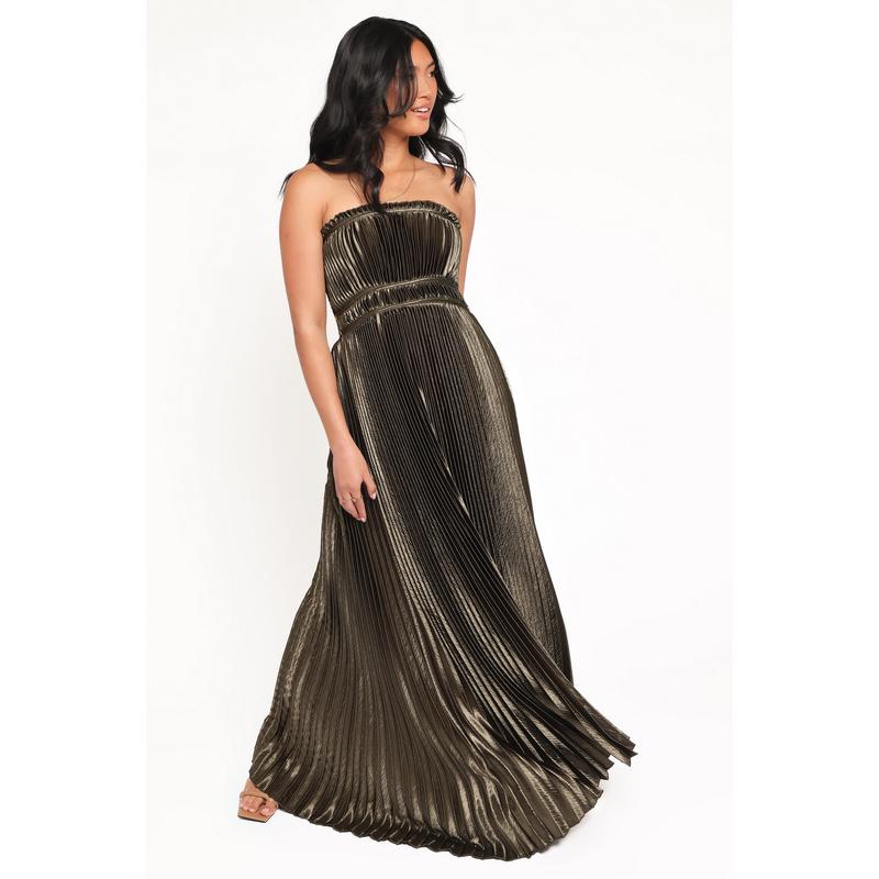 Angelique Strapless Maxi Dress - Olive