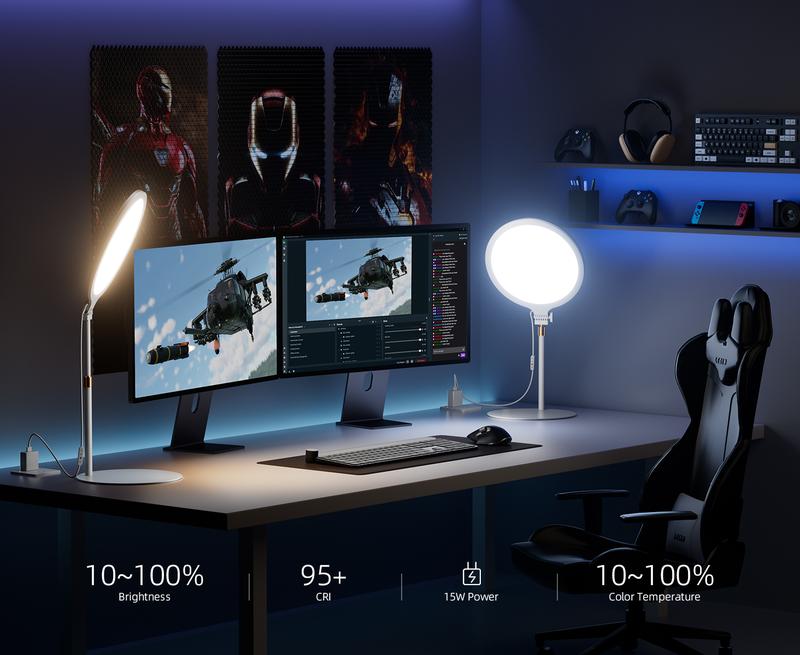 (Valentine's Deal) Weilisi Desk Ring Light with Stand - 10.5'' Desktop Ring Light with Phone Holder for Video Recording, Adjustable Desk Lighting for Webcam, Meetings, Live Stream, Home Office