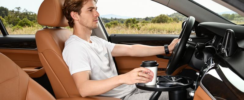 FLORICH All-in-One Car Organizer: Big Cup Holder Expander & 360° Rotating Tray. Universal Steering Wheel Mount Desk Car Tray for Food, Laptop, Drinks. Fits Auto Center Console. Big Cup Holder Expander for Car，Car Cup Holder