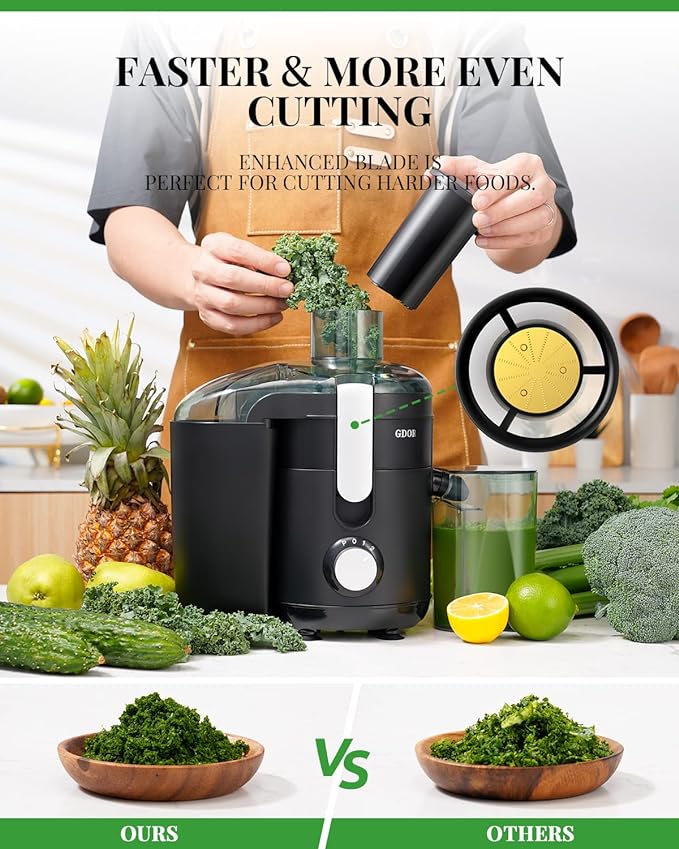 800/1200/1300W+2.5/3/3.2 inch Feed Chute Juicer Electric Juicer with Titanium Enhanced Cut Disc, for Fruits and Veggies, Anti-Drip, Blender Jug