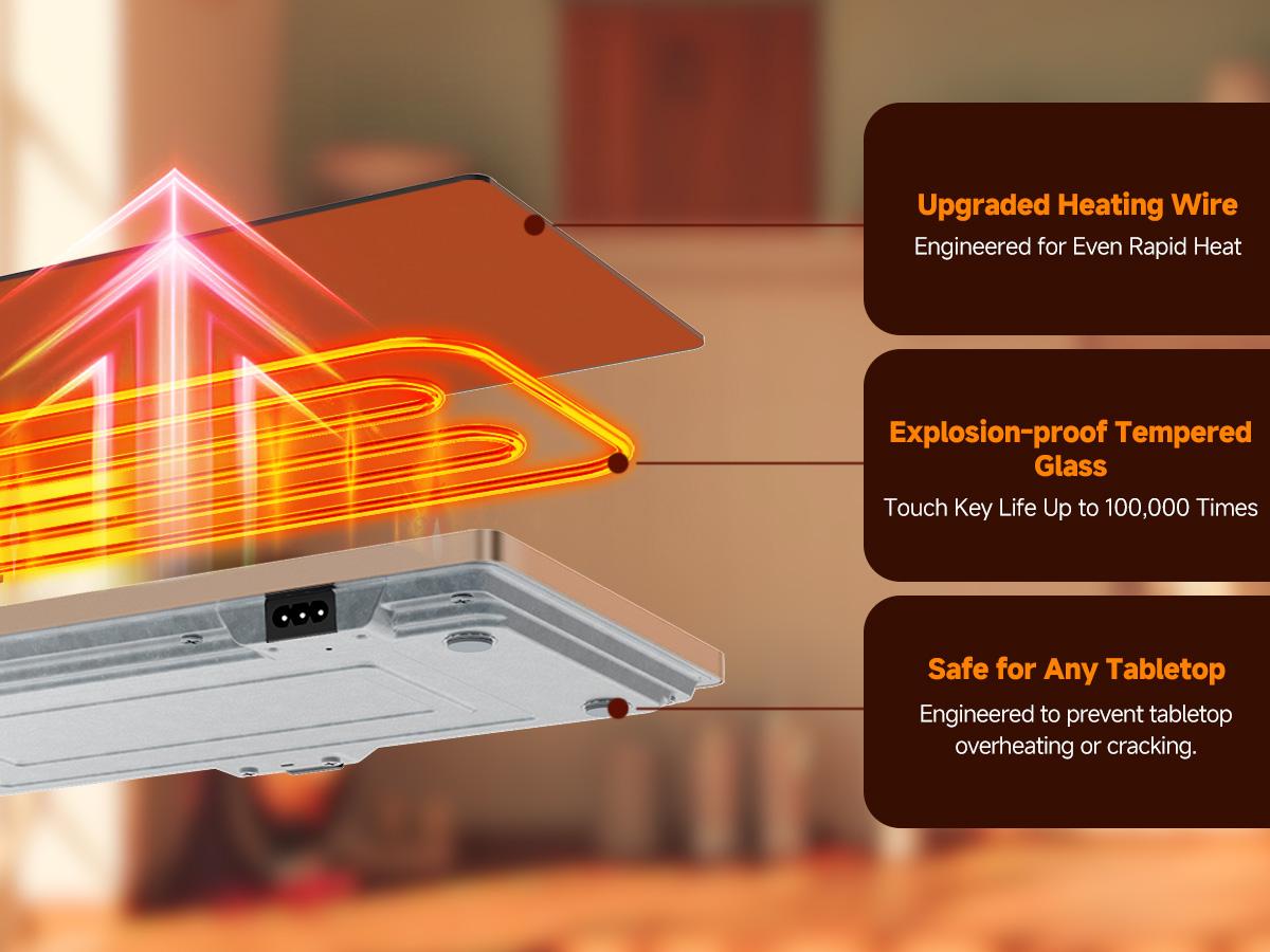 FEPPO Electric Warming Tray, 4-in-1 Food Warmers for Parties Buffet with 10 Temp Settings and Timer, 33"x15" Glass Surface Warming Mat for Food, Modular Buffet Hot Plates for Catering and Gatherings