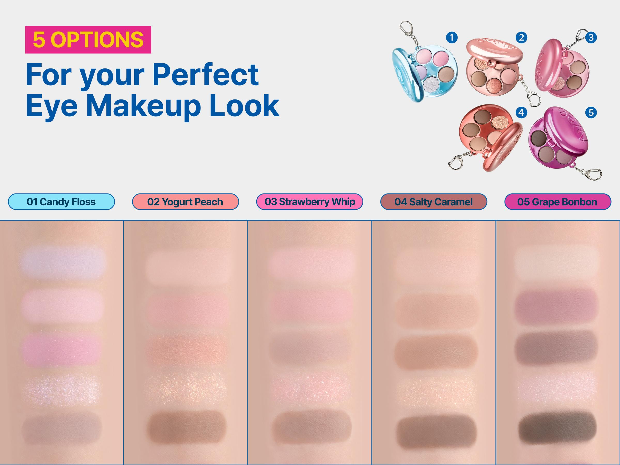 fwee Pocket Eye Palette | 5-color Eyeshadow Palette with Matte & Glitter Finishes | Cute Keychain Style, Beginner-friendly, Natural Soft Pigment | 0.23 oz