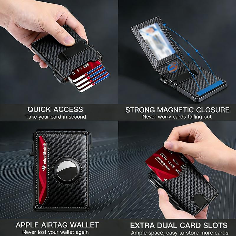 Minimalist Men's Slim Wallet 9-13 Cards Money Clip ID Window RFID Blocking Aluminum Bifold Pop-Up Durable Multi-Card Slot for Work Daily Use Boyfriend's or husband's gift Minimalist Men's Slim Wallet 9-13 Cards Money Clip ID Window RFID Blocking Aluminum Bifold Pop-Up Durable Multi-Card Slot for Work Daily Use Boyfriend's or husband's gift