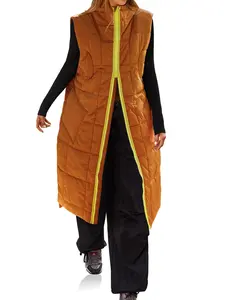 Cicy Bell Women's Long Quilted Puffer Vest Lightweight Sleeveless Winter Jackets Side Slit Packable Coats