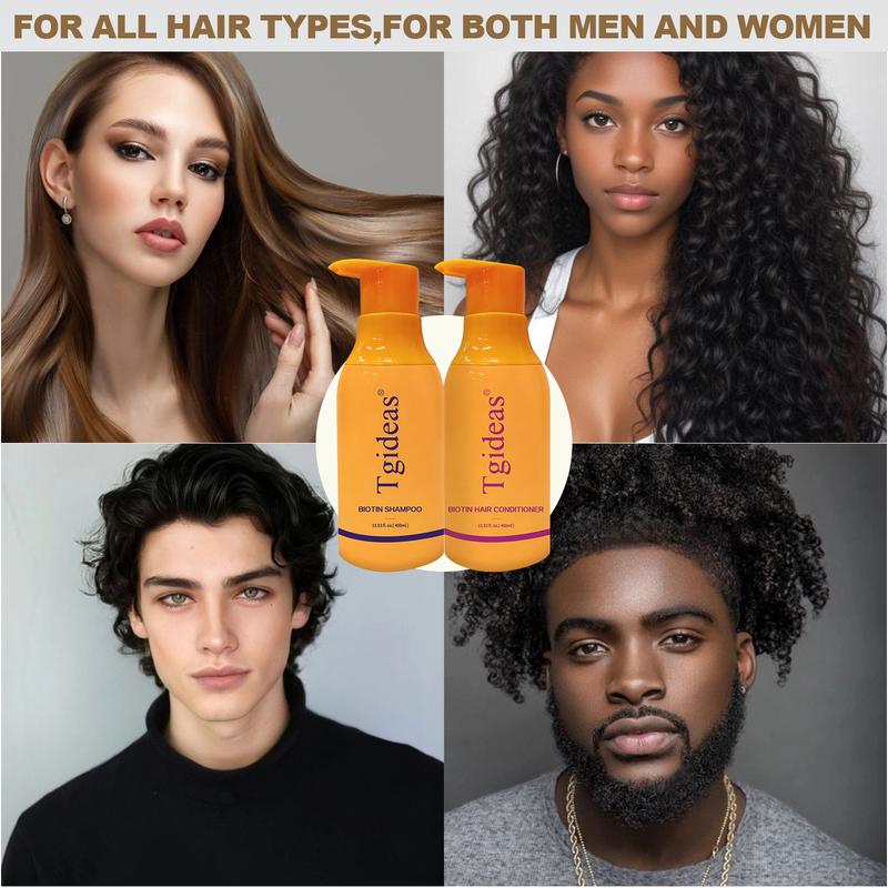Tgideas Routine Wellness Anti-Thinning Hair Set Biotin DHT Blocker Shampoo & Conditioner for Women Men 2-Pack Root Nourishment Scalp Fortifying