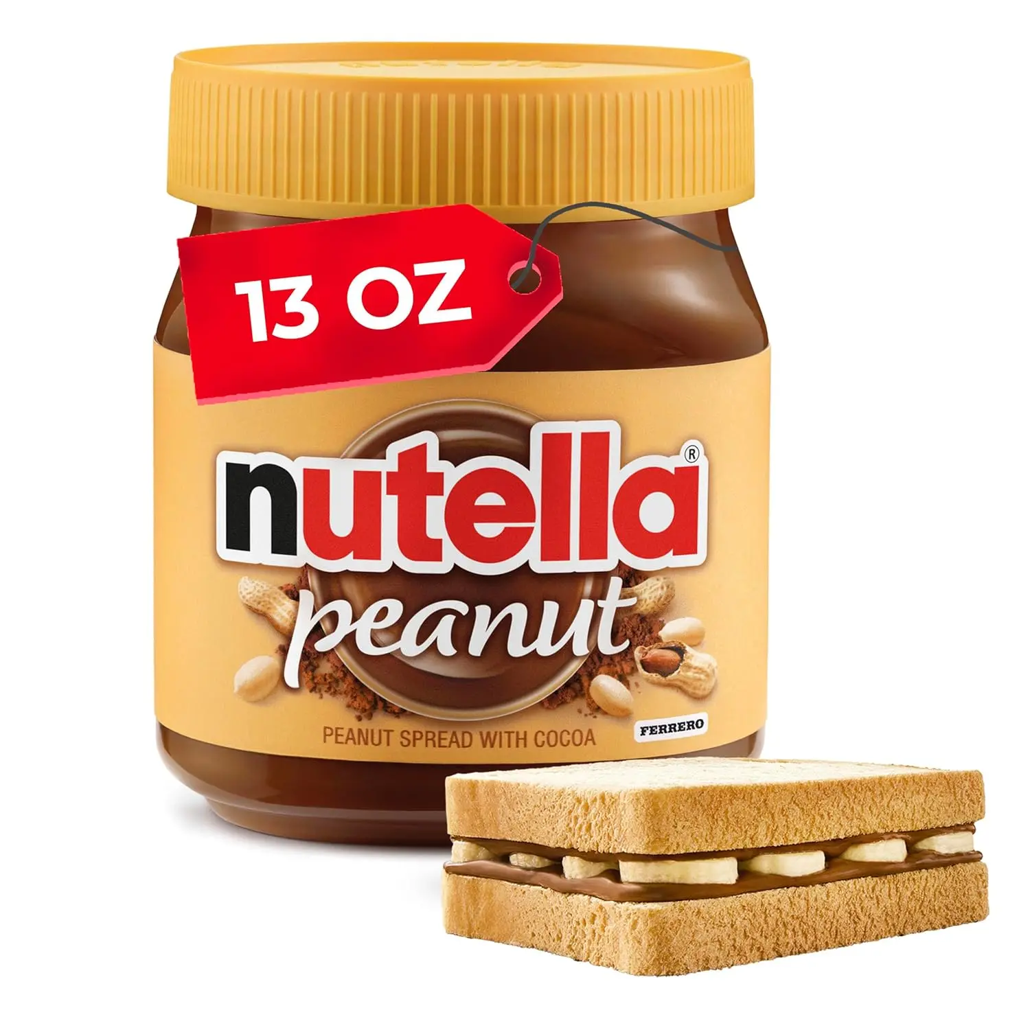Peanut Spread With Cocoa, Smooth and Creamy, for Afternoon Snacking, Family Gifts, Unique Snacks, 13 oz