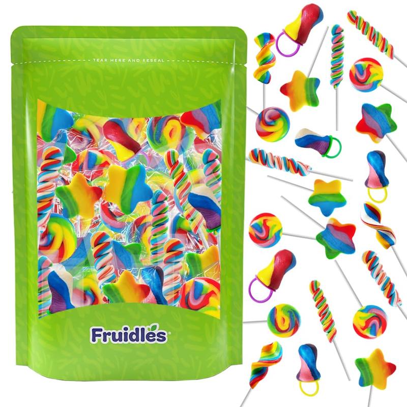 Assorted Rainbow Swirl Lollipops and Rings, Assorted Flavors, Great for Birthday Parties, Events, and Goody Bag Fillers, Party Favors, Individually Wrapped Sucker (12-Pack)