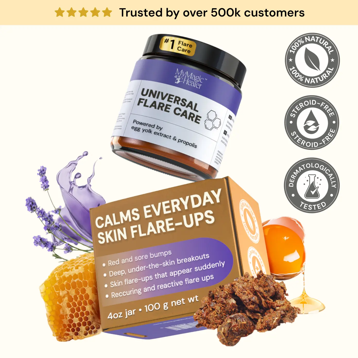 MyMagicHealer Universal Flare Care | Sudden & Recurring Skin Flare Ups | Great for Cysts, Boils, HS, Chaffing & Friction Irritation | For Red, Irritated & Reactive Skin