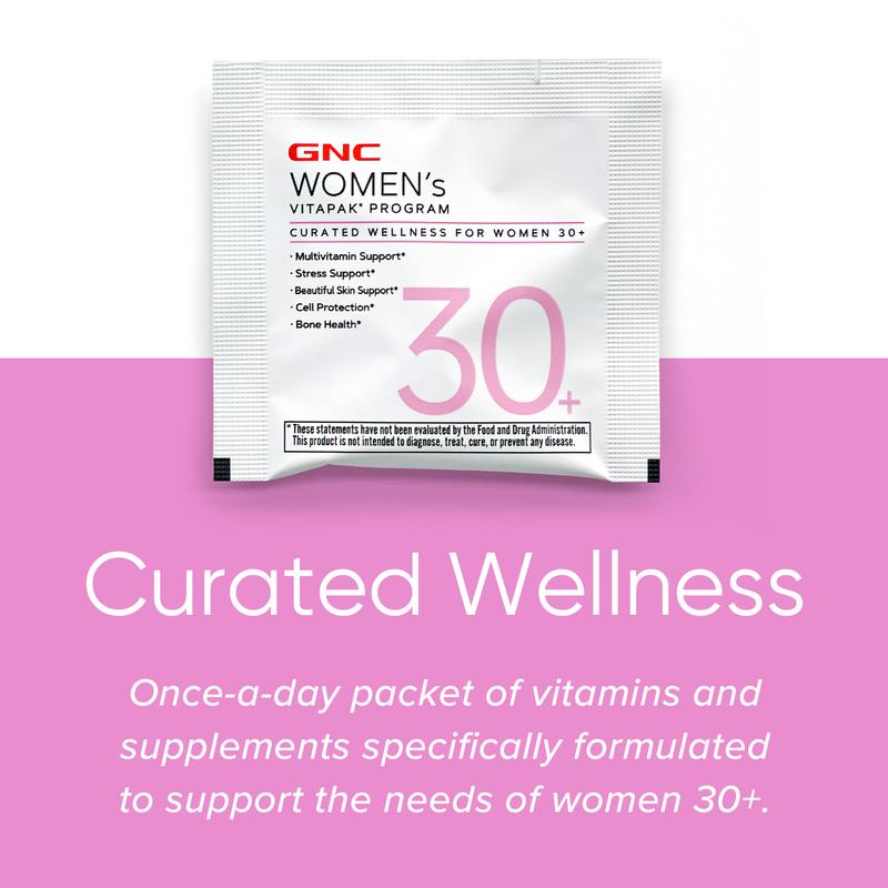 GNC Women's 30+ Vitapak, Multivitamin for Daily Vitamin Needs, Stress & Bone Support, Skin Protection, 5-in-1 Formula, 30 Count, Liver Health, Edible Supplements - Dietary