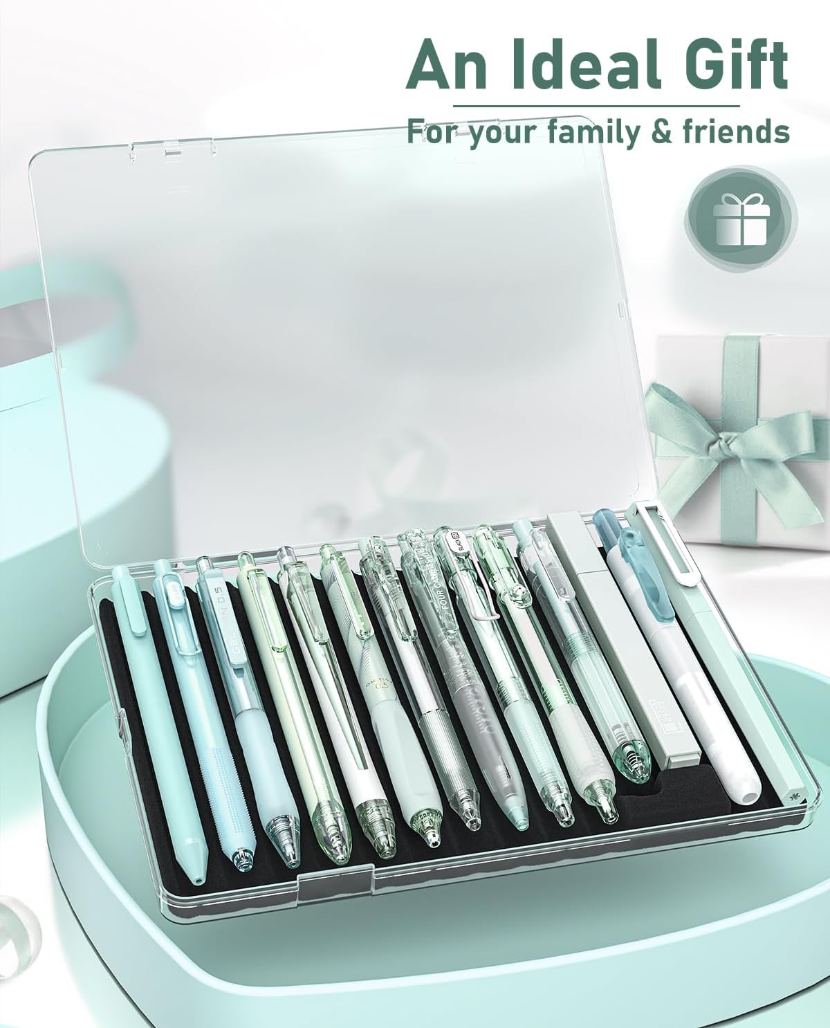 Four Candies 14Pack Pastel Gel Ink Pen Set,Cute Retractable 0.5mm Fine Point Pen,Note Taking Aesthetic Pens,12 Pack Black Ink Pens with 2Pcs Highlighter, Smooth Writing Pens for School and Office,NoteTaking,Students Stationary,girly office supplies