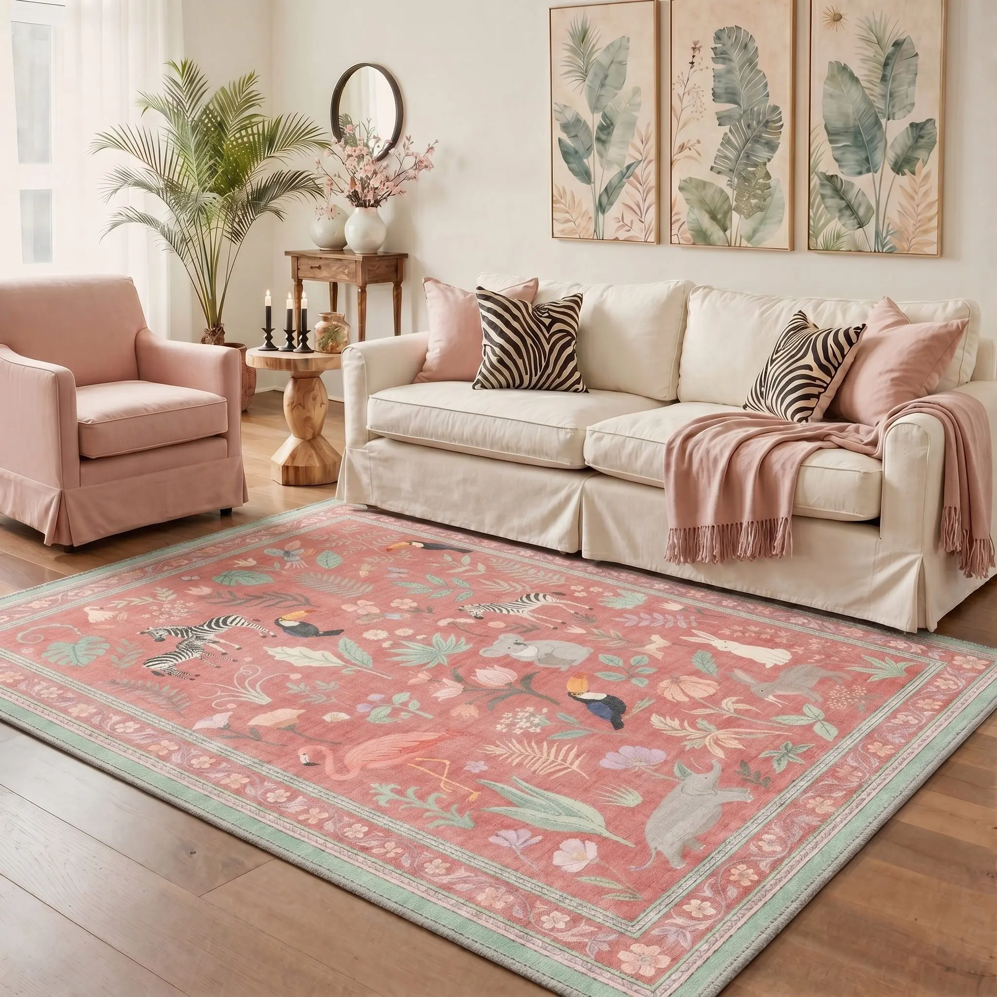 【Back To School】GENIMO Home Rug – Soft, Non-Slip, Pet Friendly, Machine Washable Carpet, Ideal Area Rug for Living Room, Bedroom, Kitchen, Hallway Floor Decor ,ARB4861-SAFFRON BLOOM