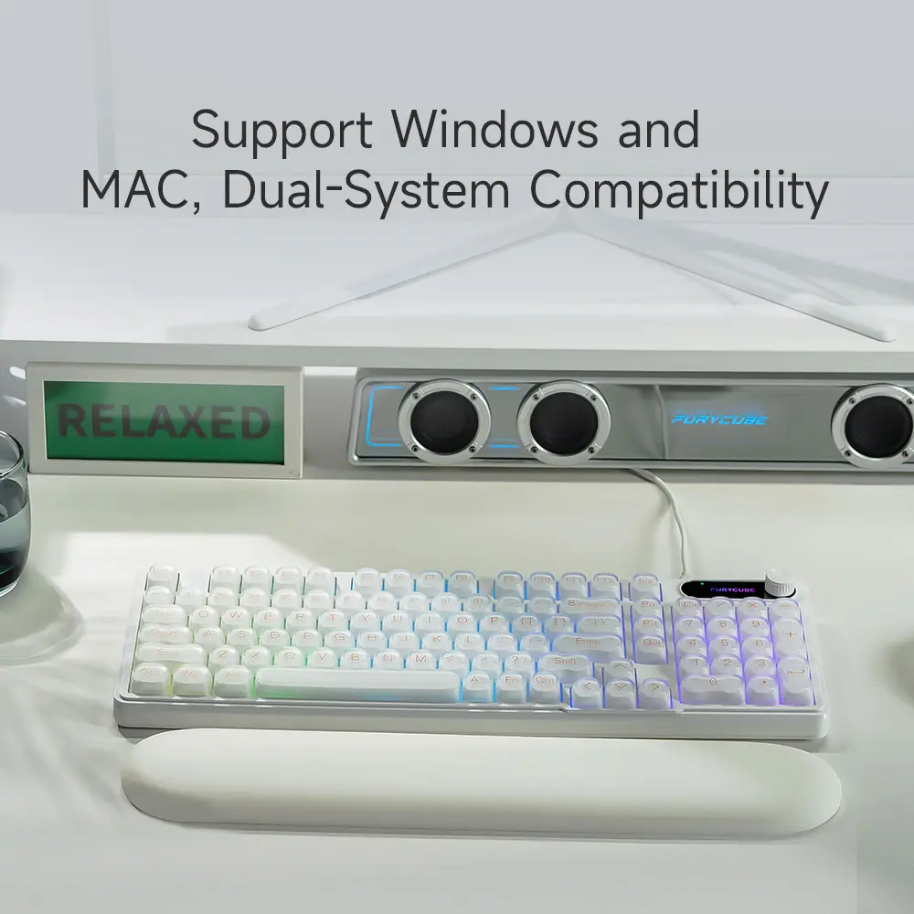 FURYCUBE IP98 Keyboard Wireless Wired RGB Light Waterproof