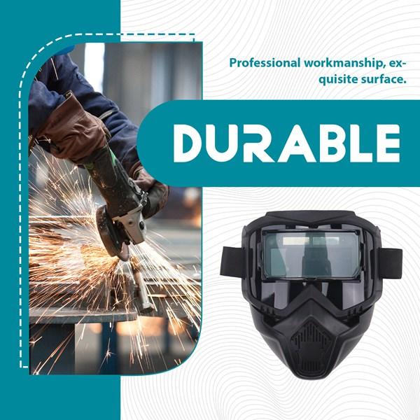 PC Auto Darkening Welding Glasses with Adjustable Strap & Removable Lens Anti-Splash Face Shield for Arc MIG TIG Welder